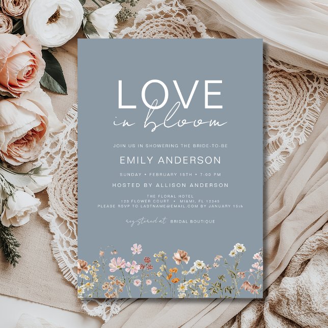 Cute Love in Bloom Boho Wildflower Bridal Shower Invitation (Creator Uploaded)