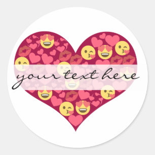 Cute Love Kiss Lips Emoji Heart Classic Round Sticker