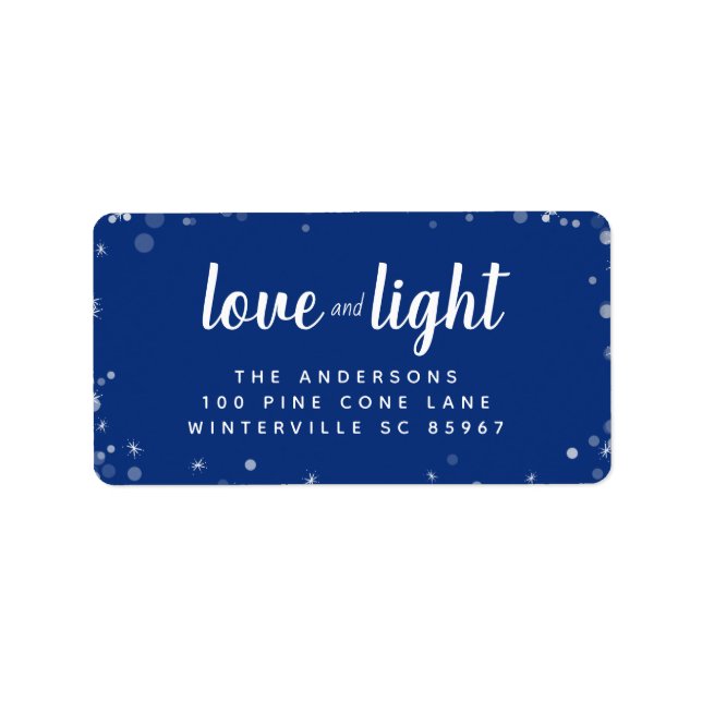 Cute Love & Light Stars Hanukkah Holiday Address Label (Front)
