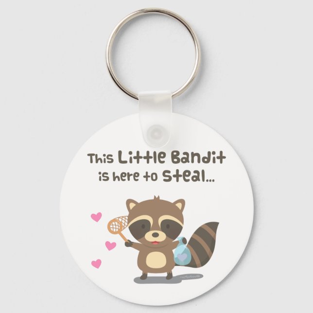 Cute Love Little Masked Bandit Racoon Keychain (Front)