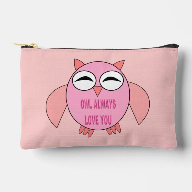 Cute Love Message Owl Accessory Pouch (Front)