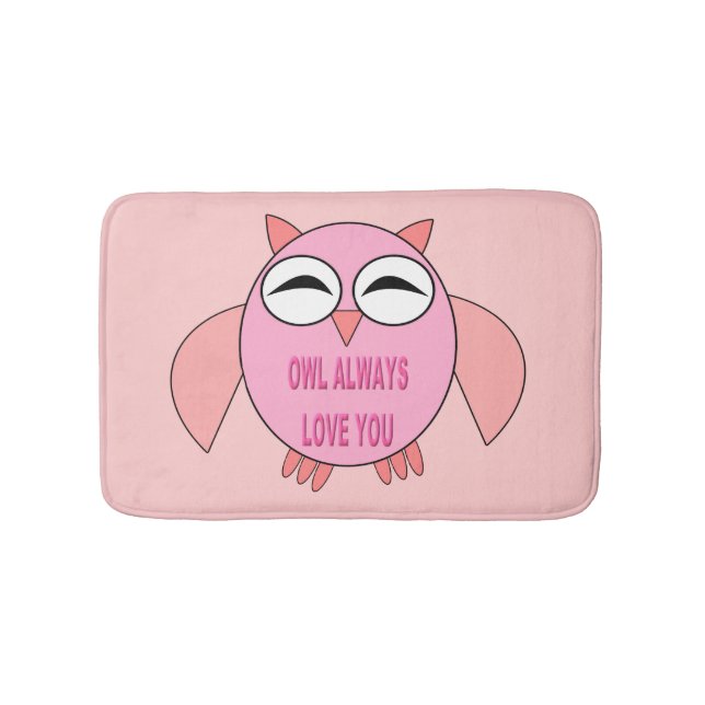 Cute Love Message Owl Bath Mat (Front)