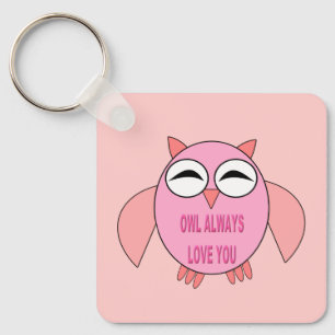 Cute Love Message Owl Custom Key Ring