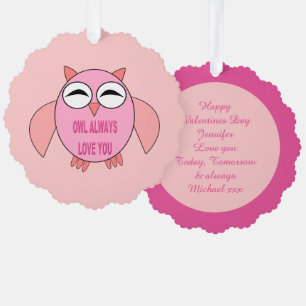 Cute Love Message Owl Custom Tree Decoration Card