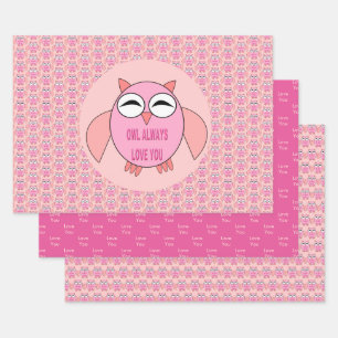 Cute Love Message Owl Custom Wrapping Paper Sheet