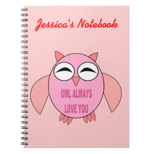 Cute Love Message Owl Customisable Notebook