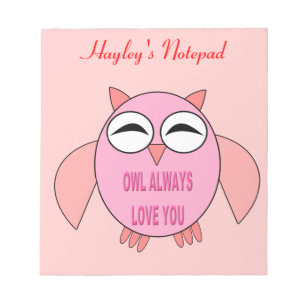 Cute Love Message Owl Customisable Notepad