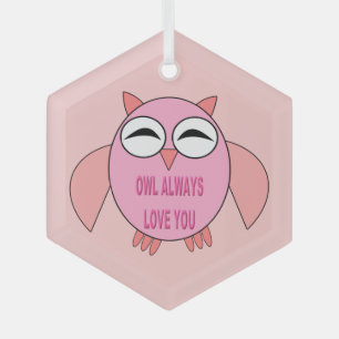 Cute Love Message Owl Glass Tree Decoration