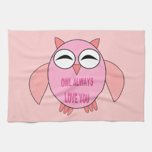 Cute Love Message Owl Kitchen Towel