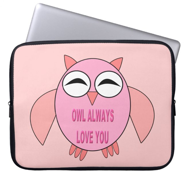 Cute Love Message Owl Laptop Bag (Front)