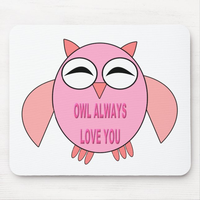 Cute Love Message Owl Mousepad (Front)
