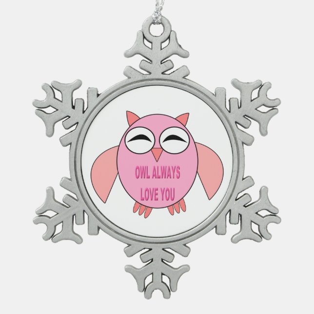 Cute Love Message Owl Ornament (Front)