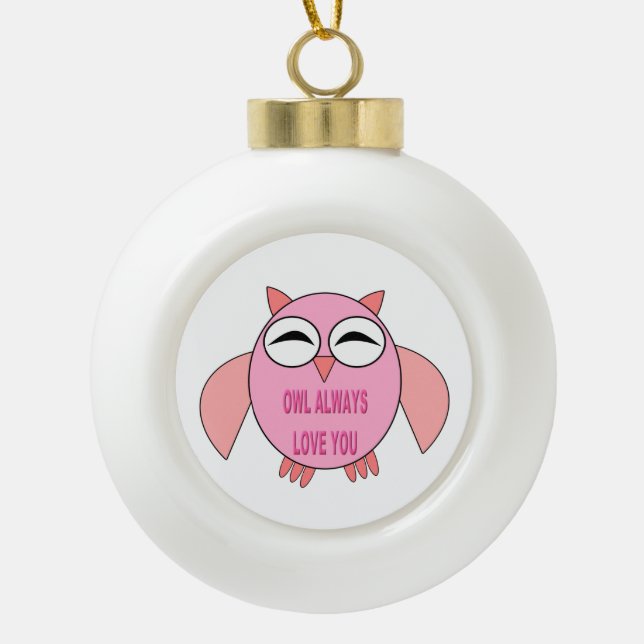 Cute Love Message Owl Ornament (Front)