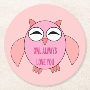 Cute Love Message Owl Paper Coasters