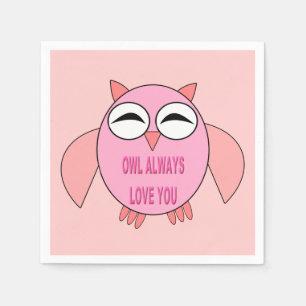 Cute Love Message Owl Paper Napkins