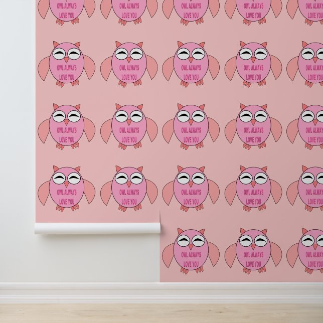 Cute Love Message Owl Patterned Wallpaper (Application)