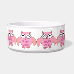 Cute Love Message Owl Pet Bowl