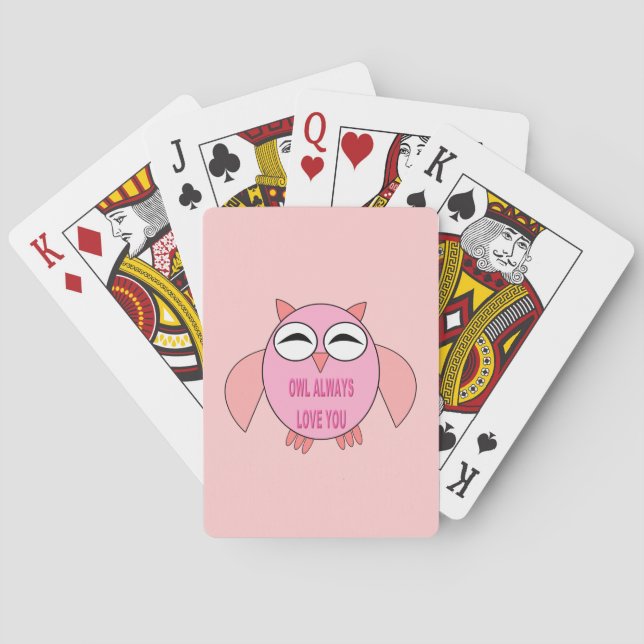 Cute Love Message Owl Playing cards (Back)