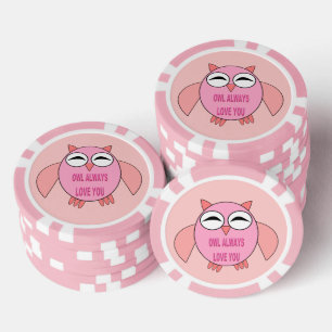 Cute Love Message Owl Poker Chips