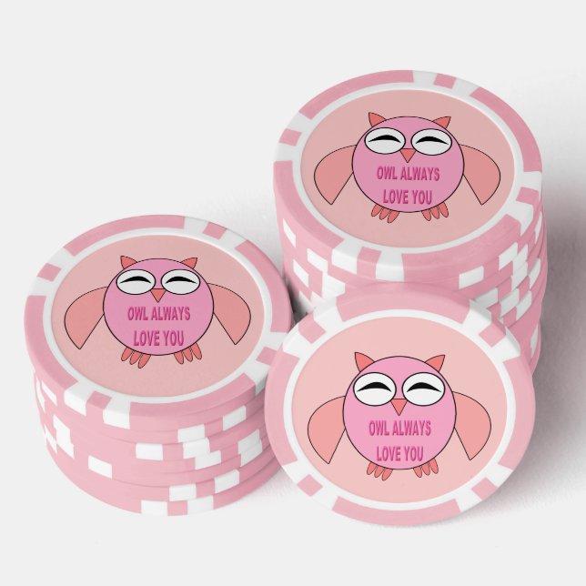 Cute Love Message Owl Poker Chips (Stack)