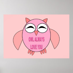Cute Love Message Owl Poster
