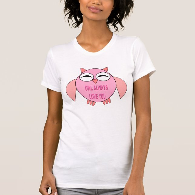 Cute Love Message Owl T Shirt (Front)