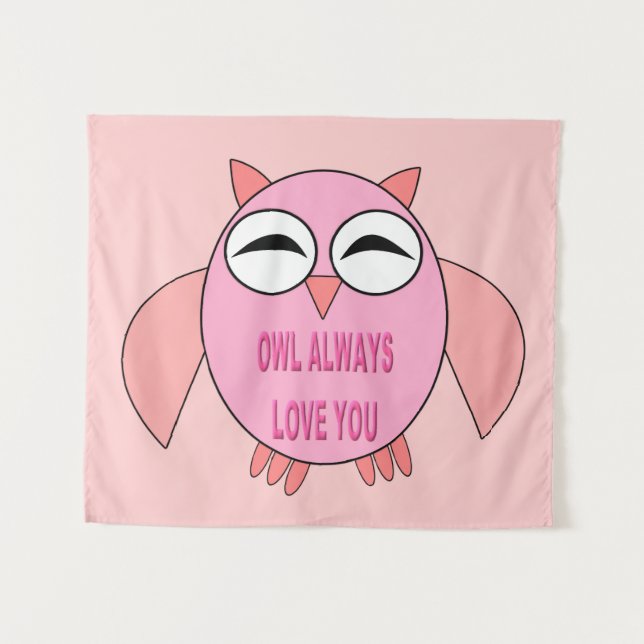 Cute Love Message Owl Tapestry (Front (Horizontal))