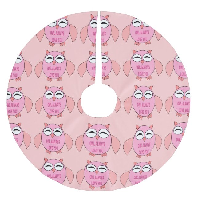 Cute Love Message Owl Tree Skirt (Front)