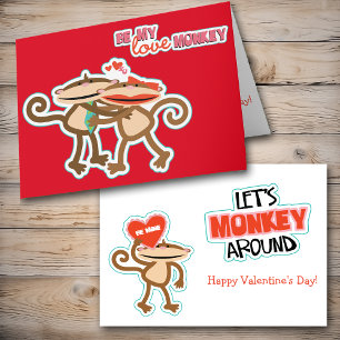 Cute Love Monkey Valentine Holiday Card