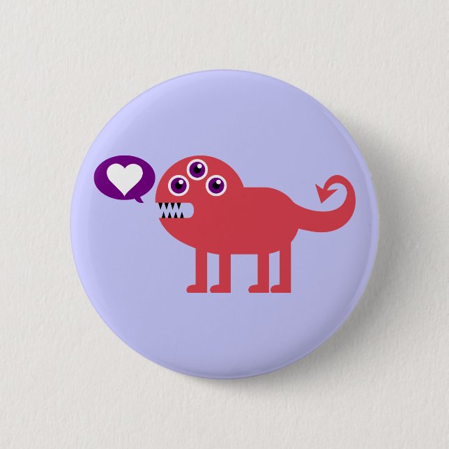 Cute Love Monster 6 Cm Round Badge (Front)