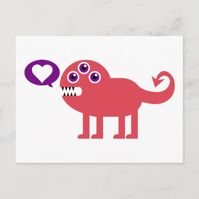 Cute Love Monster Postcard (Front)