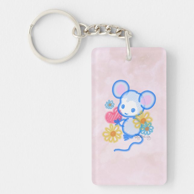 Cute Love Mouse With Heart Key Ring (Front)