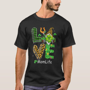 Cute Love Mum Life Plaid Leopard Gnome St. Patrick T-Shirt