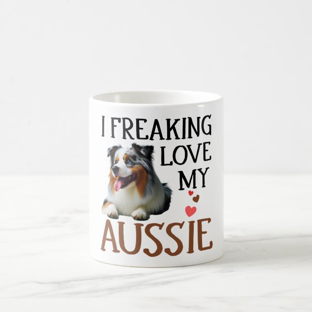 Cute Love My Aussie Dog Coffee Mug (Center)