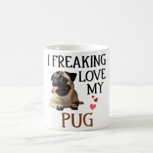 Cute Love My Pug Dog Coffee Mug