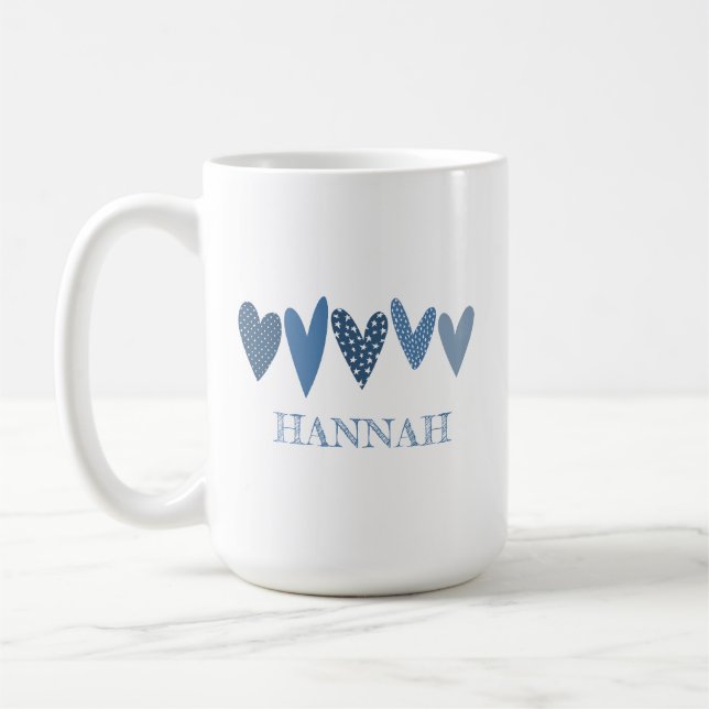 Cute Love Name Hearts Cobalt Navy Blue Coffee Mug (Left)