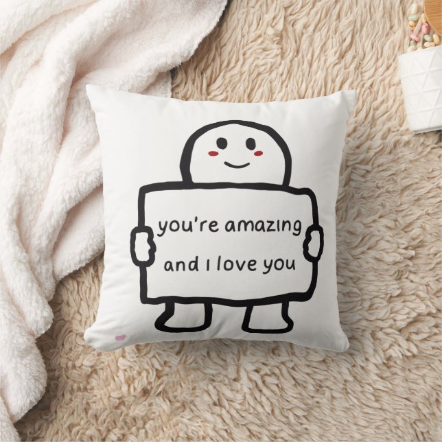 Cute Love Note Character Throw Pillow (Blanket)