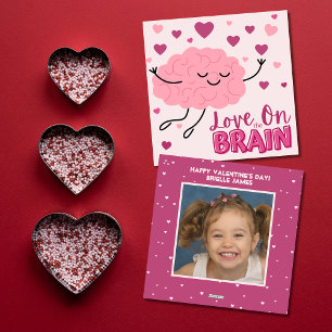 Cute Love On The Brain Classroom Photo Valentine's Holiday Card
