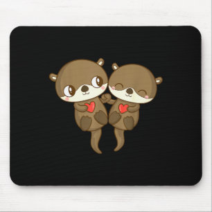 Cute Love Otter Couple Valentines Day Men Women Ki Mouse Pad