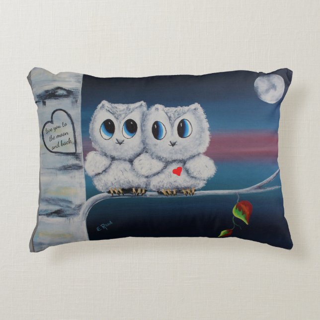 cute love owls in a tree decorative cushion (Front)