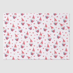 cute love pattern with gnomes and hearts tissue paper