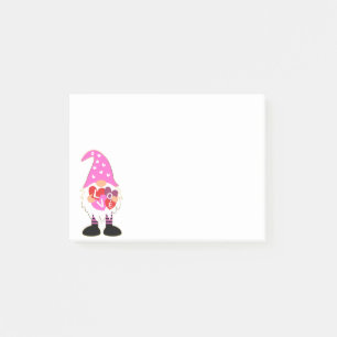 Cute LOVE Pink Heart Valentine Gnome Post-it Notes