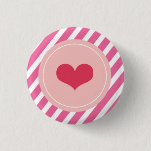 Cute Love Pink Stripes Valentine's Day Buttons