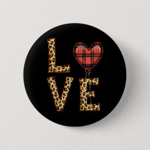 Cute Love Plaid Heart Leopard Valentine's Day Wome 6 Cm Round Badge