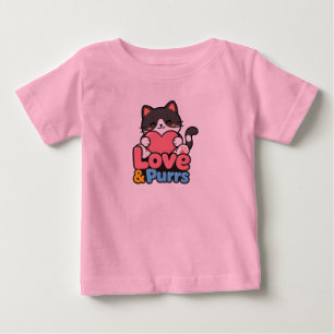 Cute Love & Purrs Kawaii Cat Holding Heart Baby T- T-Shirt