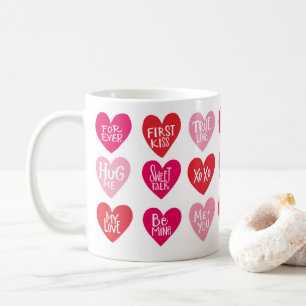 Cute Love Quotes on Hearts Happy Valentine's Day Coffee Mug