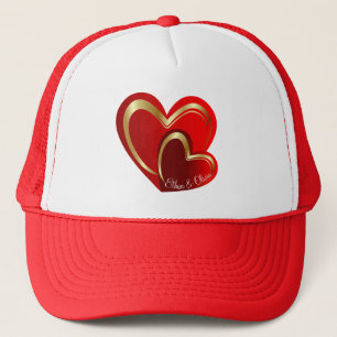 Cute Love Red Hearts Customisable Girlfriend Gift Trucker Hat