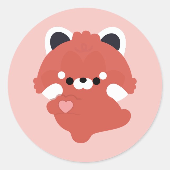 Cute Love Red Panda Classic Round Sticker (Front)
