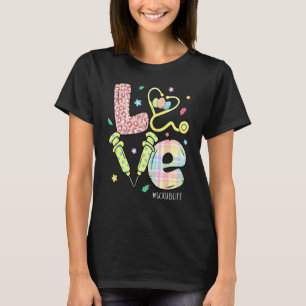 Cute Love Scrub Life Nurses Stethoscope Leopard Ea T-Shirt