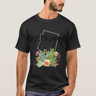 Cute Love State Of Arizona Blooming Cactus Flowers T-Shirt